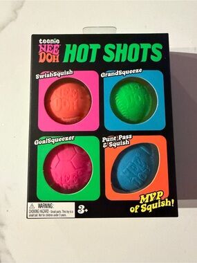 Needoh Hot Shots Kids Squishy Toy Set - Pink, Green, Blue, Orange